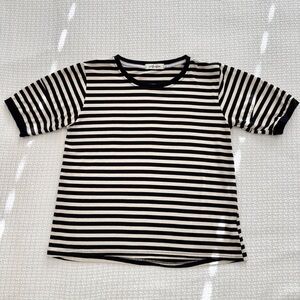 black and Off white stripe short sleeve ringer t-shirt Womens Small, Wednesday